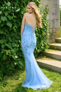 Faviana 11472 Tulle Beaded Strapless Gown