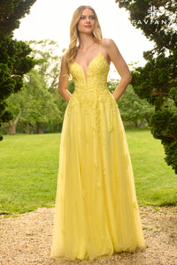 Faviana 11473 Full Floral Beaded Tulle Gown