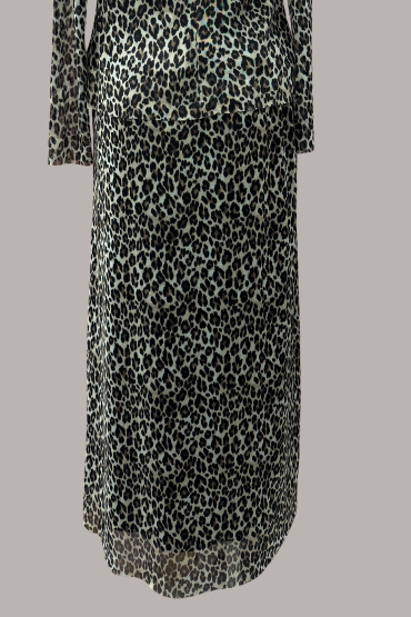 Bias Mesh Skirt | Animal Print, Black