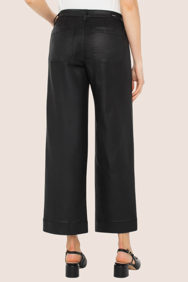 Crop Wide Leg with Patch Pockets 27" Inseam | Black Coated