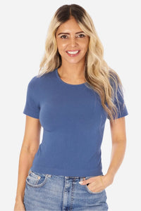 Cropped Short-Sleeve Top | Vintage Khaki, Steel Blue, Black, Sandshell, White