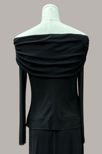 Off-the-Shoulder Mesh Top | Animal Print, Black