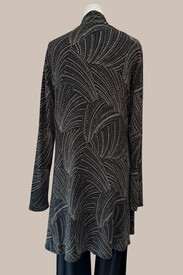 Long Sleeve Knit Swing Jacket | Black/Taupe