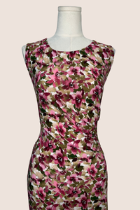 Rouched Maxi Dress with Slit | Black/White Leaf, Pink/Mocha Floral