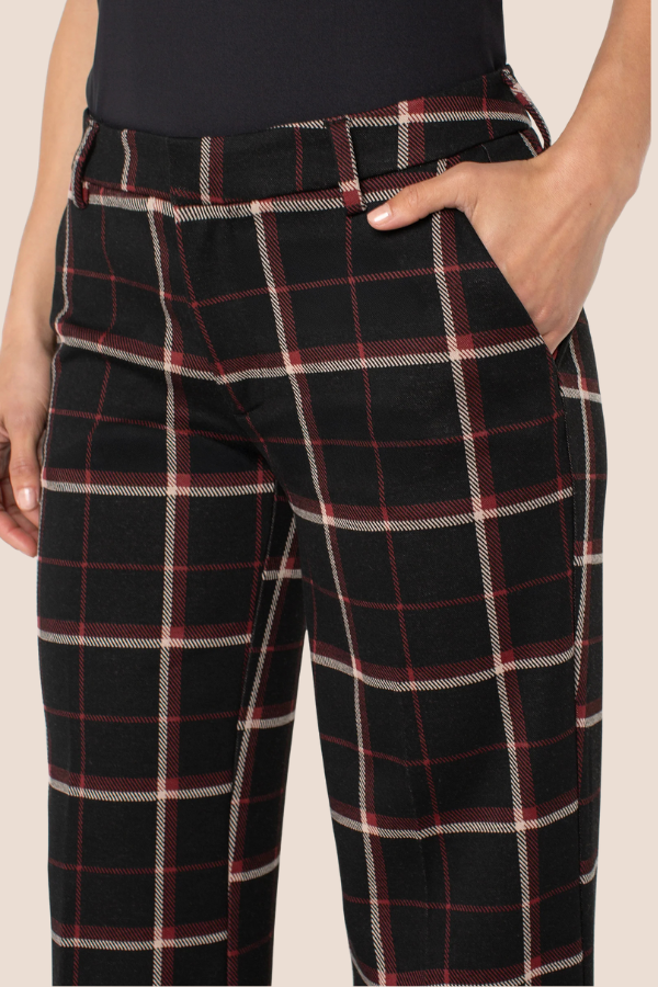 Kelsey Wide Leg Trouser 31" Inseam | Black/Red Plaid