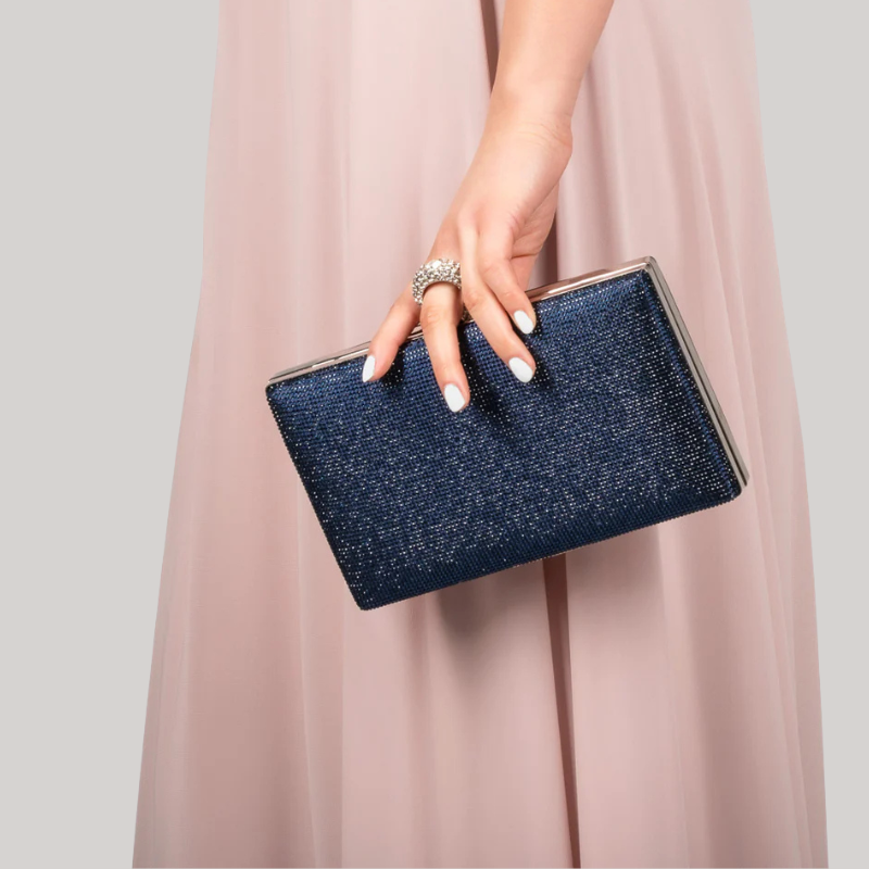 Beaded Ring Clutch Bag | Navy, Champagne, Silver