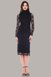 Turtleneck Dress | Black Lace