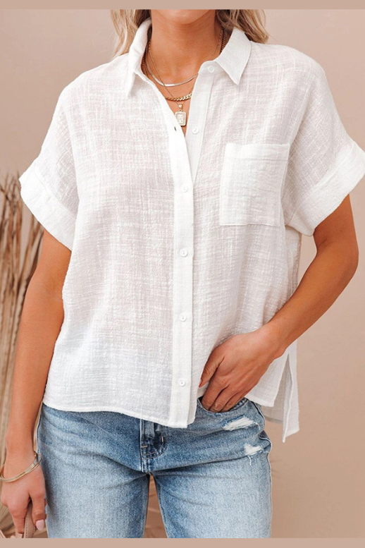 Short Sleeve Camp Shirt | Black, White