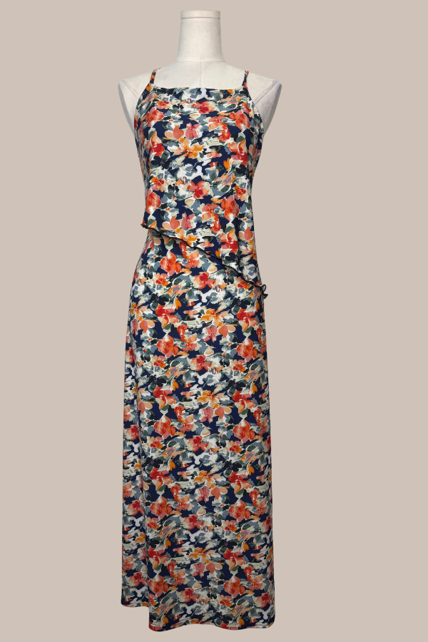 Halter Flounce Tea Length Dress | Alamo, Chimp