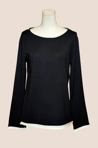 Layer Look Sweater | Black/Cream, Red Currant/Cream