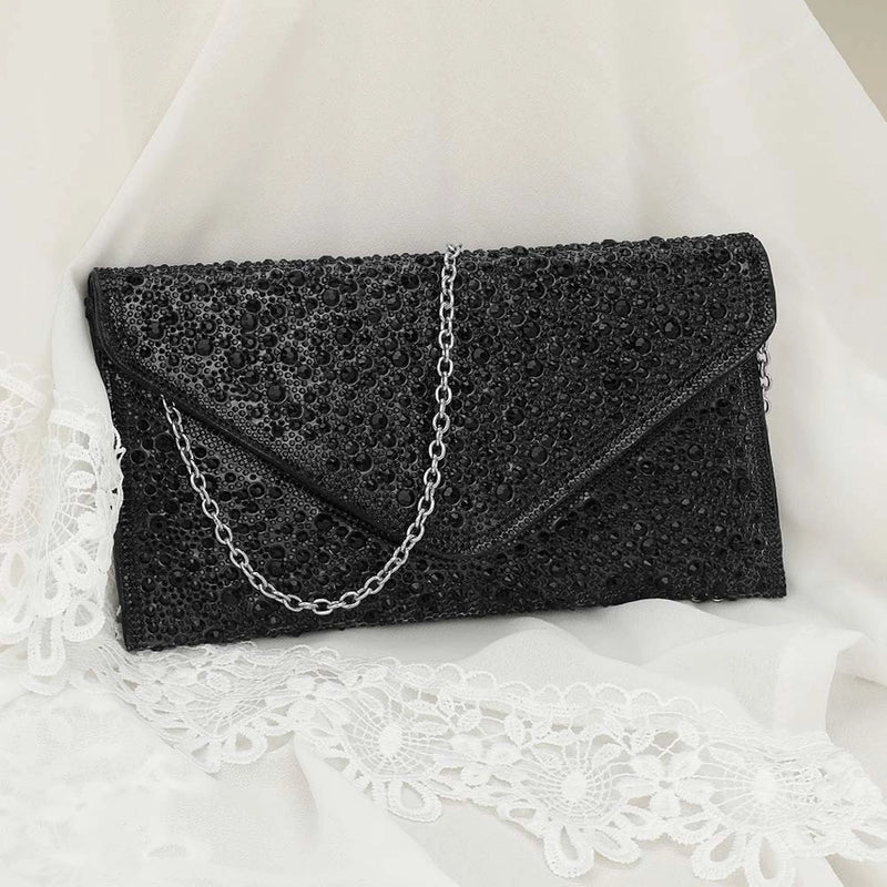 Studded Envelope Clutch Bag | Black, Gold, Silver