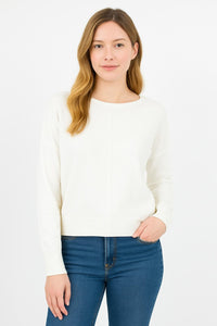 Seam Front Round Neck Pullover Sweater | Various Colors