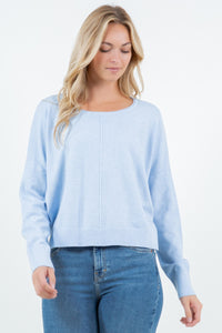 Seam Front Round Neck Pullover Sweater | Various Colors