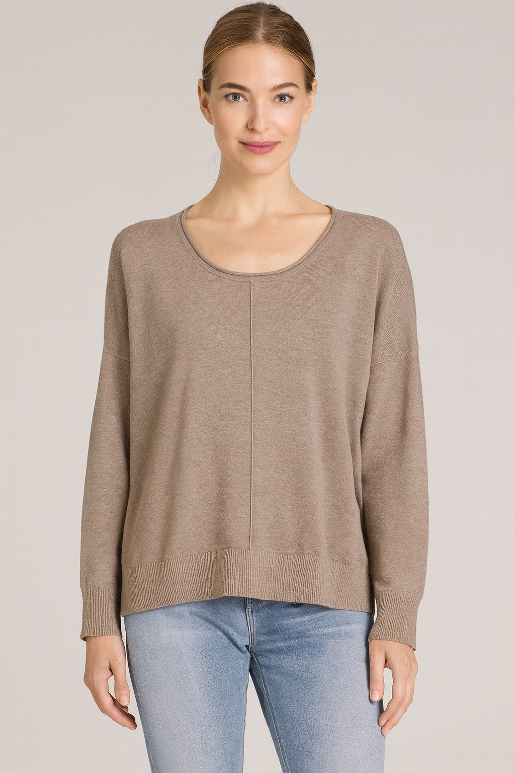 Seam Front Round Neck Pullover Sweater | Various Colors