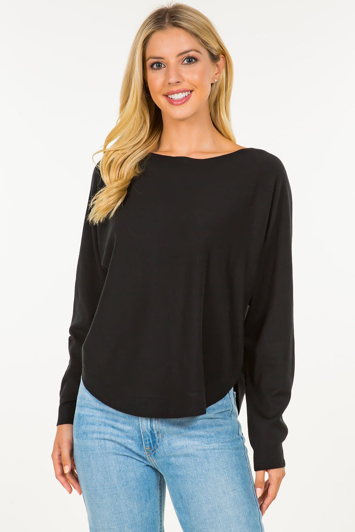 Boatneck Pullover Sweater | Black, Heather Light Taupe