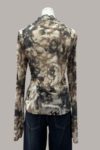 Mesh Floral Top | Taupe/Black