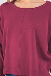 Seam Front Round Neck Pullover Sweater | Various Colors