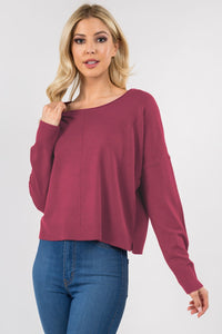 Seam Front Round Neck Pullover Sweater | Various Colors