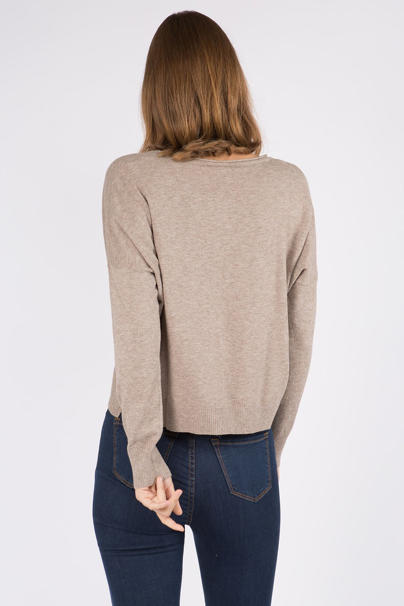 Seam Front Round Neck Pullover Sweater | Various Colors