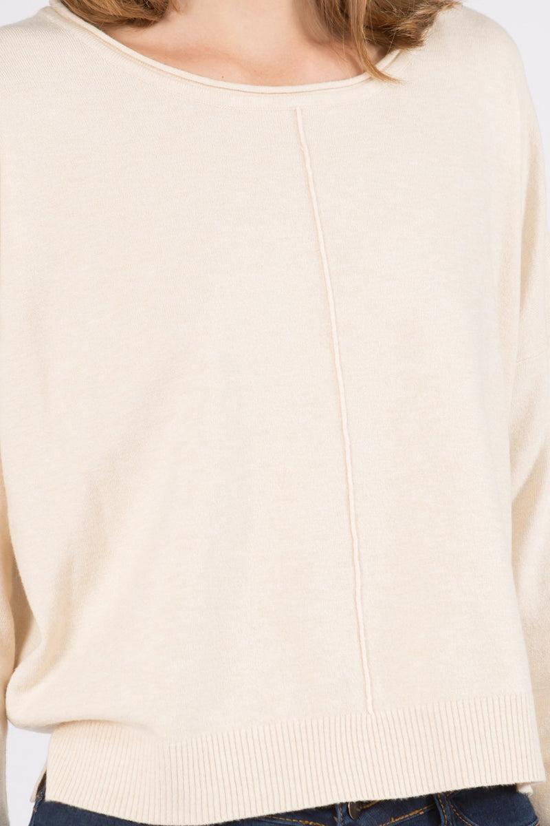 Seam Front Round Neck Pullover Sweater | Various Colors