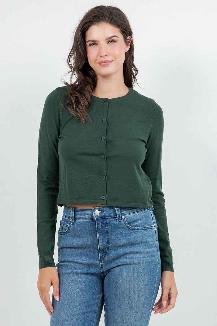 Button-Up Cardigan | Mocha, Hunter Green