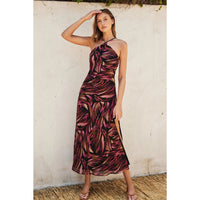 Maxi Print Satin Dress | Plum Ochre