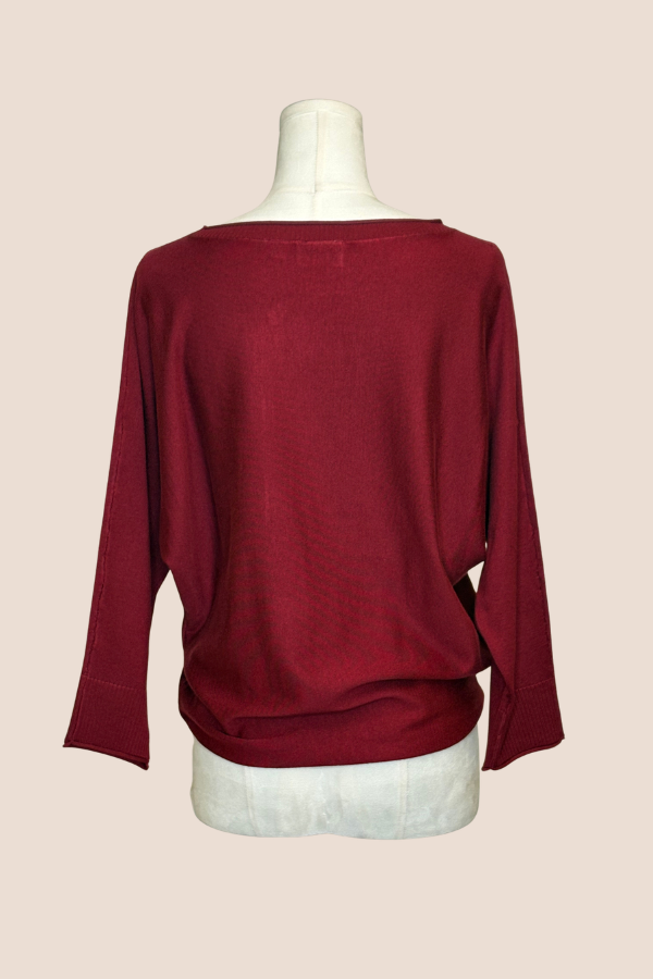 Flat Knit 3/4 Sleeve Sweater | Burnt, Red Currant