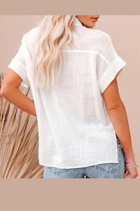 Short Sleeve Camp Shirt | Black, White