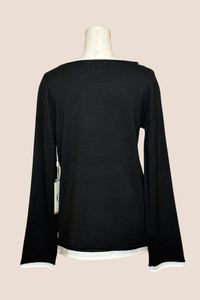 Layer Look Sweater | Black/Cream, Red Currant/Cream