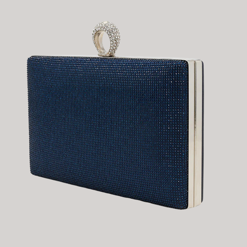 Beaded Ring Clutch Bag | Navy, Champagne, Silver