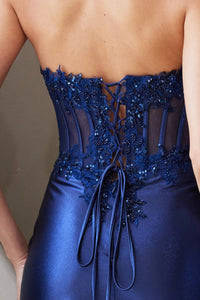 Lace Bustier Corset Fitted Short Dress | Navy