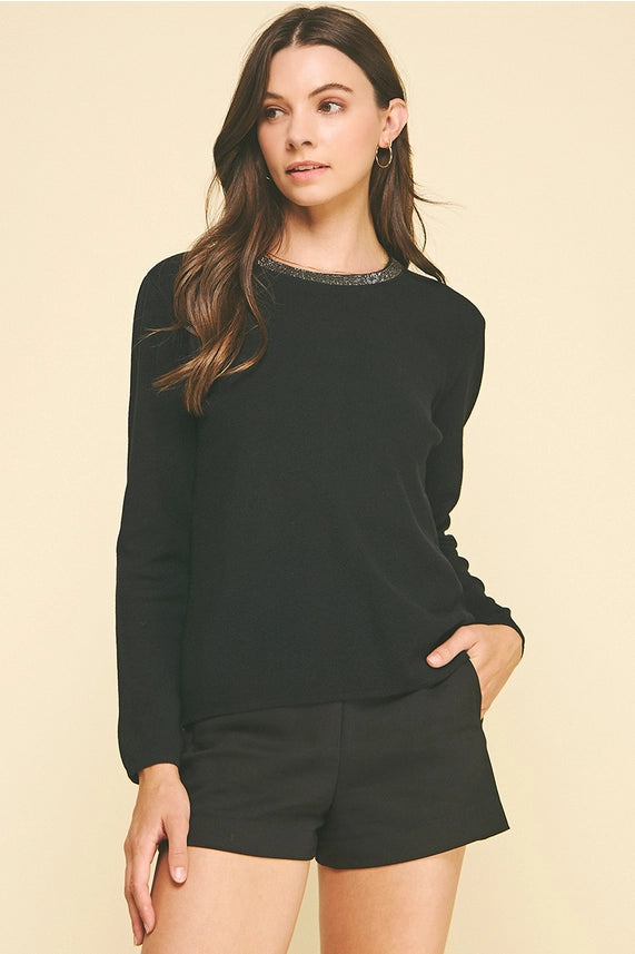 Jewel Detailed Knit Sweater | Black