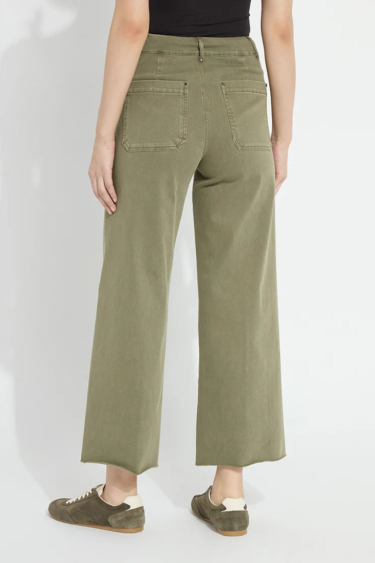 Erin Hi Waist Denim Wide Leg 28" Inseam | Antique Wash Smoked Green