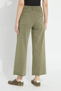 Erin Hi Waist Denim Wide Leg 28" Inseam | Antique Wash Smoked Green
