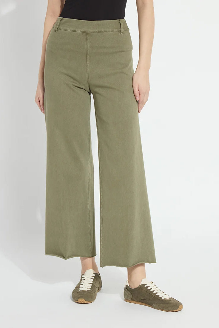 Erin Hi Waist Denim Wide Leg 28" Inseam | Antique Wash Smoked Green