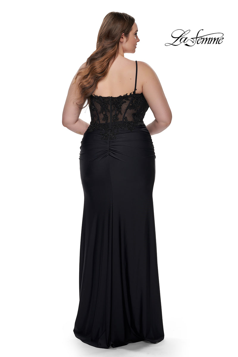 La Femme 32226 Lace Jersey Gown | Plus