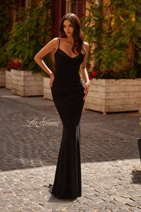 La Femme 32357 Net Jersey Lace Back Gown