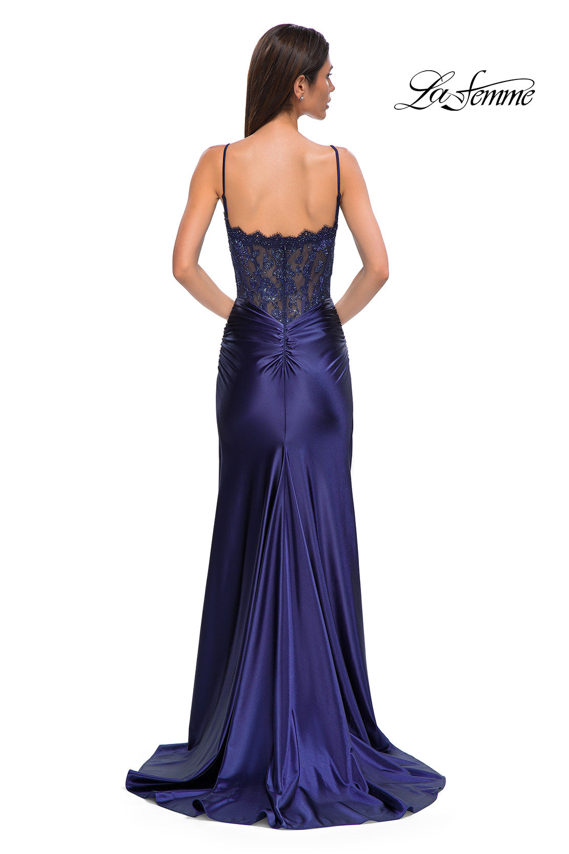 LaFemme 32689 Liquid Jersey Lace Bodice Gown