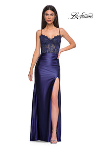 LaFemme 32689 Liquid Jersey Lace Bodice Gown