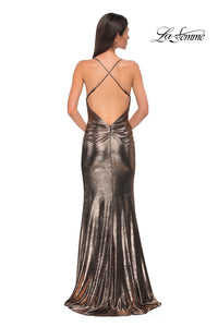 LaFemme 32782 Metallic Drape Jersey Gown w/ Slit | Penny