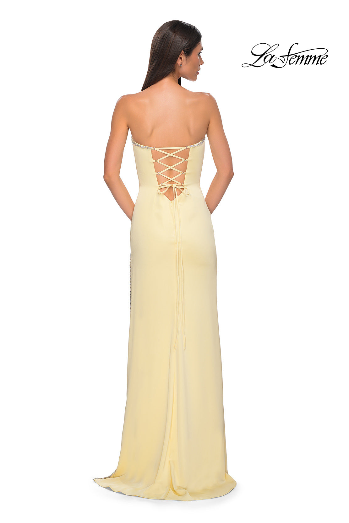 LaFemme 32799 Rhinestone Trim Surplice Gown