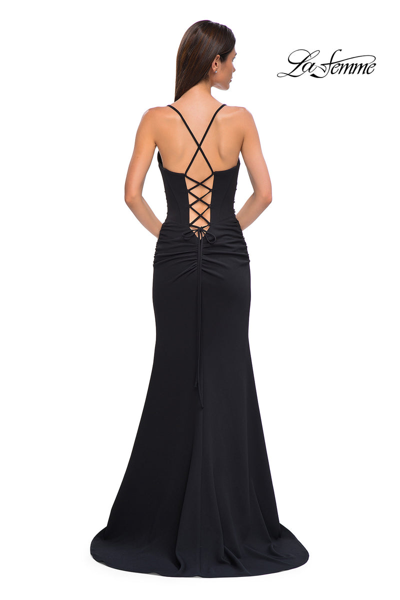 LaFemme 32802 Stone Jersey Gown w/ Slit