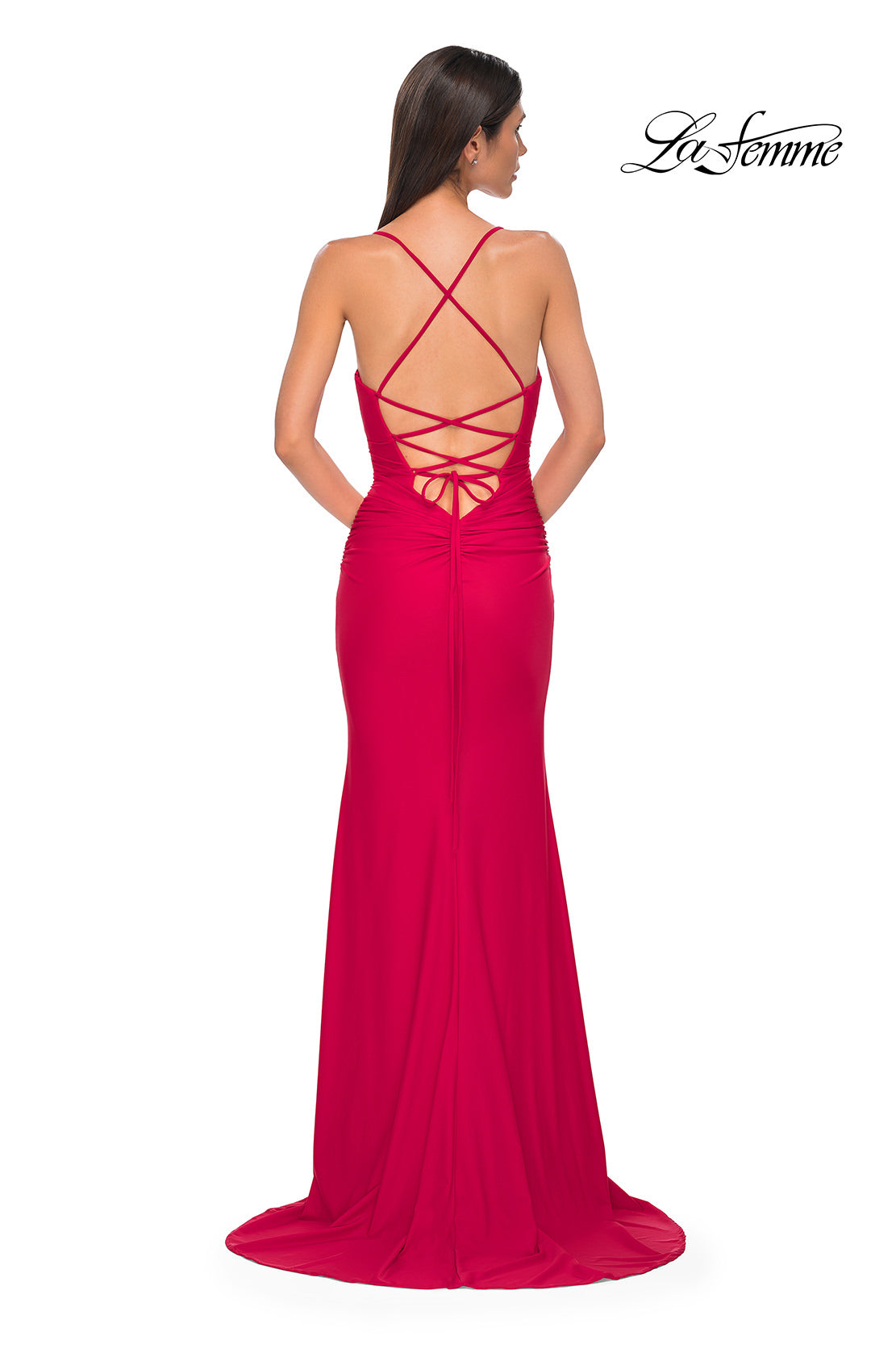 LaFemme 32851 Rhinestone Jersey Gown w/ Slit