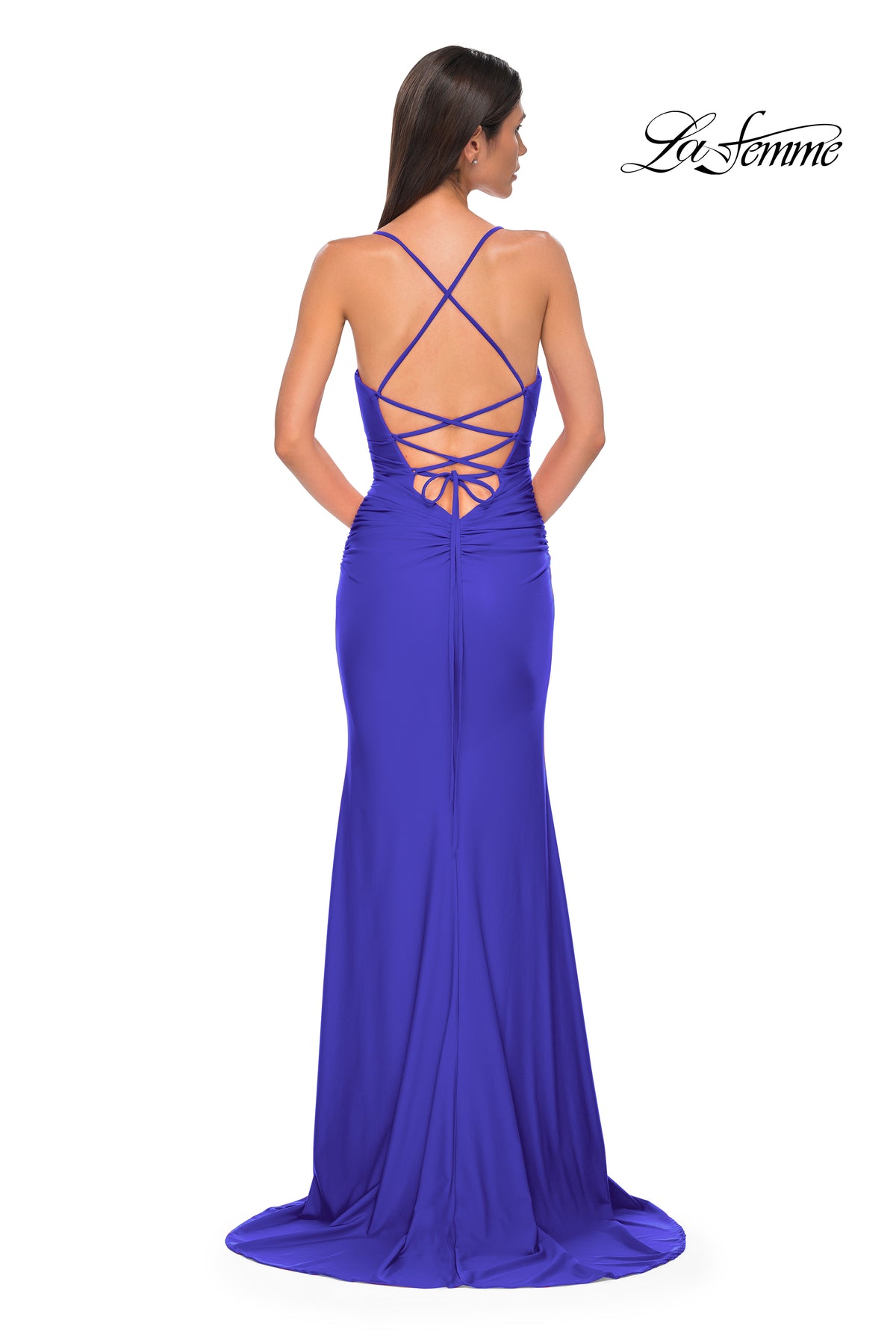 LaFemme 32851 Rhinestone Jersey Gown w/ Slit