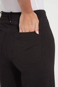 Erin Hi-Waist Wide Leg Ponte Pant | Black
