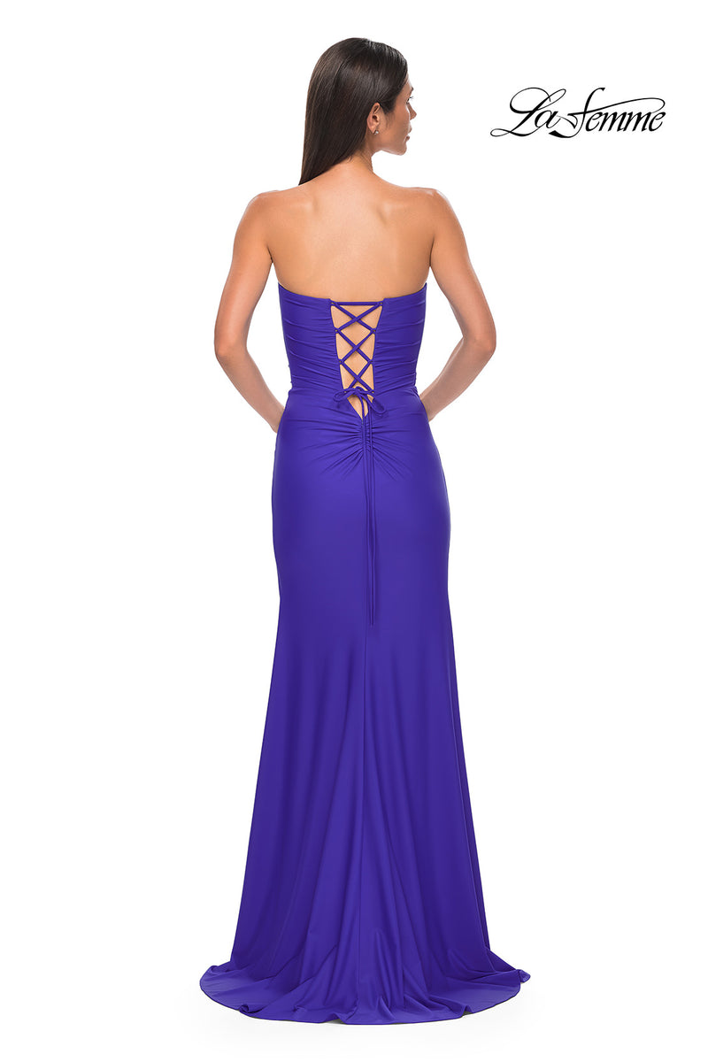 LaFemme 33012 Strapless Jersey X-Back w/ Slit