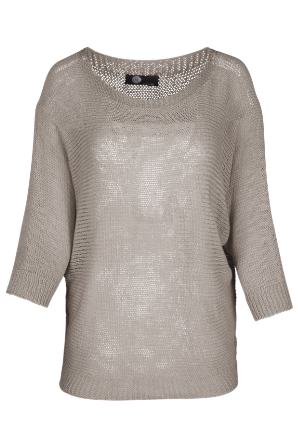 Knit Open Weave Sweater | Black , Latte