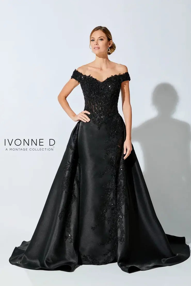 Ivonne D 221D51 Mikado Gown with detachable skirt