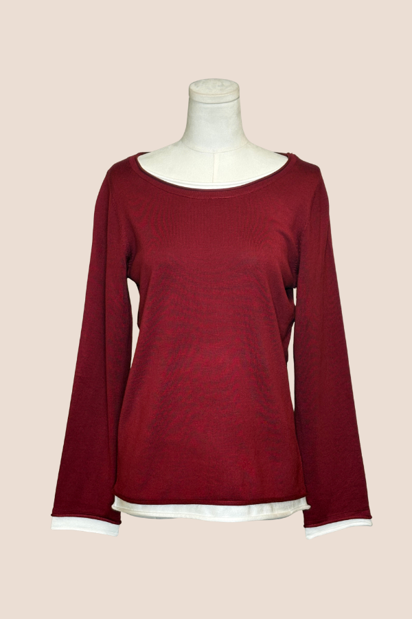 Layer Look Sweater | Black/Cream, Red Currant/Cream