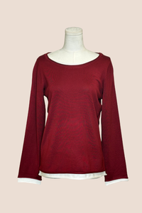 Layer Look Sweater | Black/Cream, Red Currant/Cream